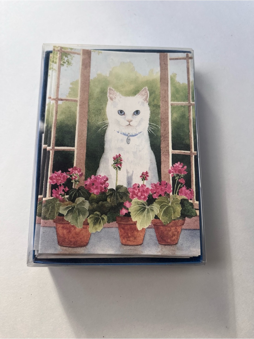 Vintage 1994 Cat With Flowers Blank Greeting Cards- MISSING CARD